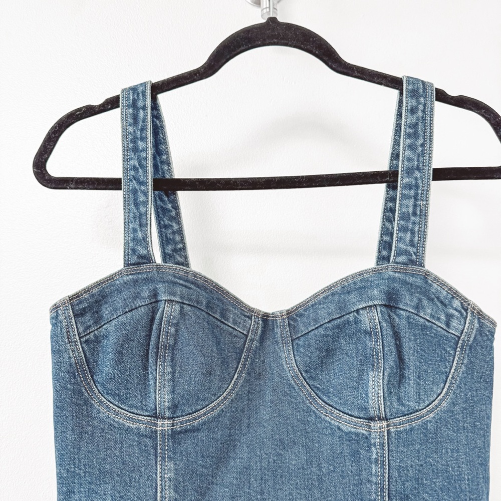 NWT Paige Guilia Denim Corset Crop Top in Sketchbook Blue 4 - Picture 3 of 13